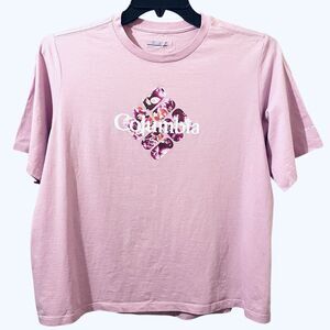 Columbia Bluebird Day Pink Graphic Print Relaxed Crew Neck T-shirt Women’s Sz L
